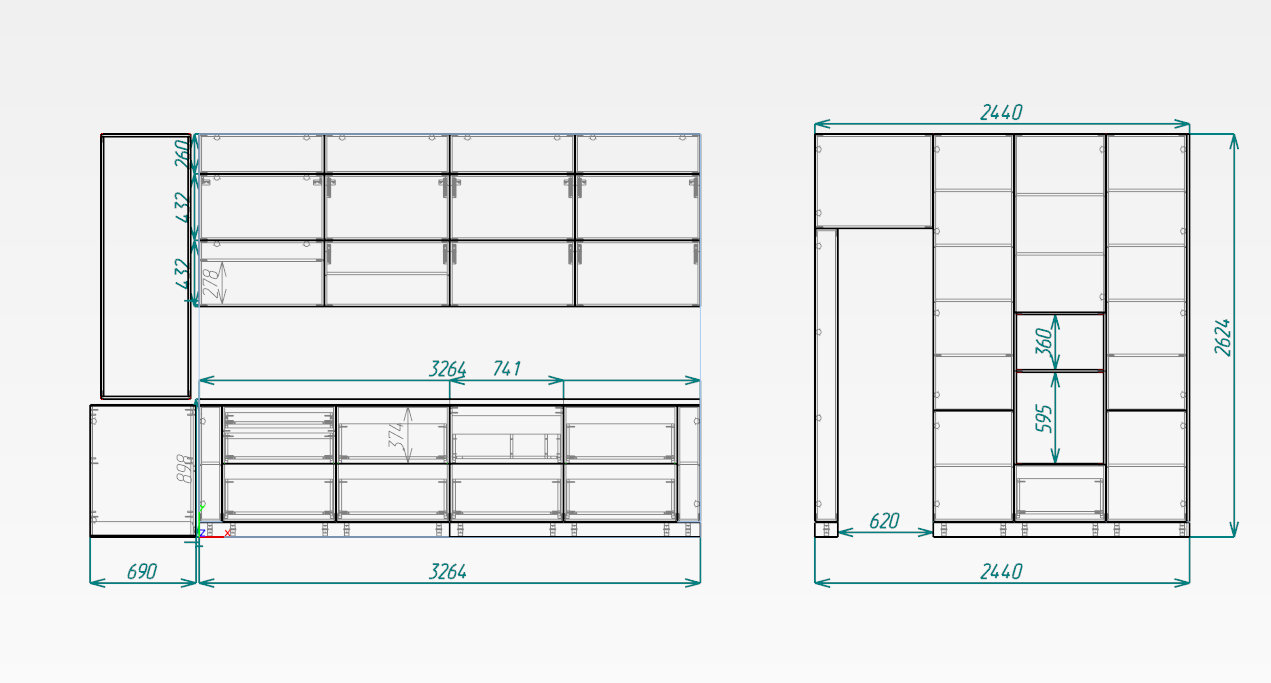 Кухня в два ряда