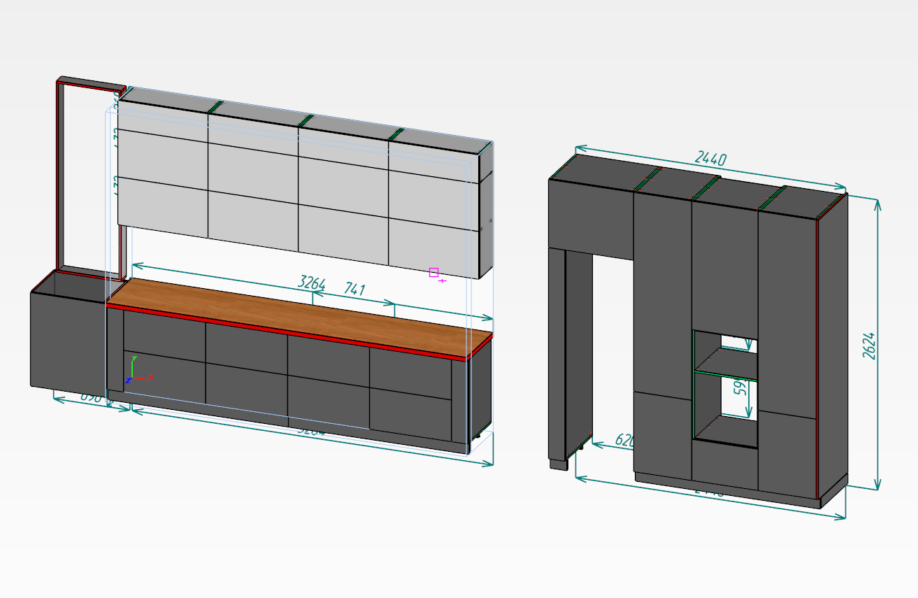 Кухня в два ряда