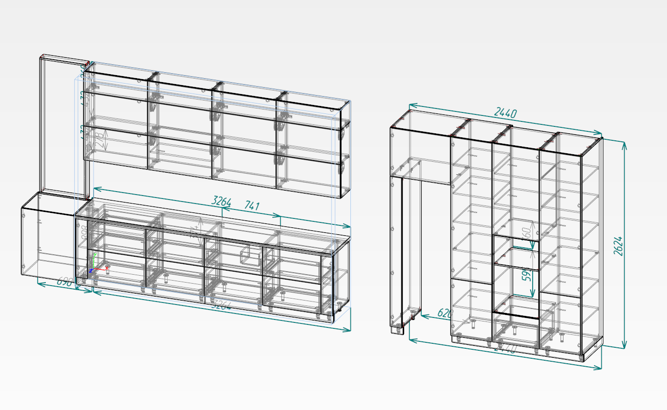 Кухня в два ряда